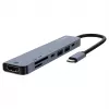 USB USB-C jaotur SAVIO AK-82 HDMI, MicroSD, USB 3.2 Gen1, PD läbipääsuga, 4K@30Hz, 5000 Mbit/s, must