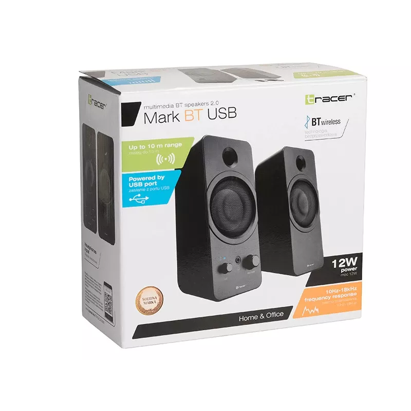 Lauaarvuti 2.0 TRACER Mark kõlar 12 W, USB toide, Bluetooth, 2‑teekanaliga, 2 draiverit, must