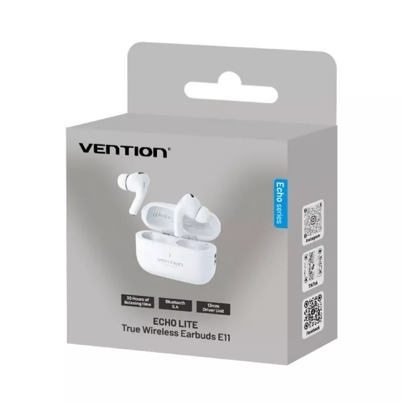Peakomplekt Vention Echo Lite E11 True Wireless Stereo (TWS), Bluetooth, avatud kõrvaga, 10 m leviulatus, USB-C, valge