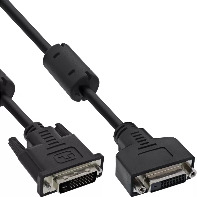 InLine DVI-D kaabel 24+1 M/F, Dual Link, 2 ferriitsüdamikku, 3m