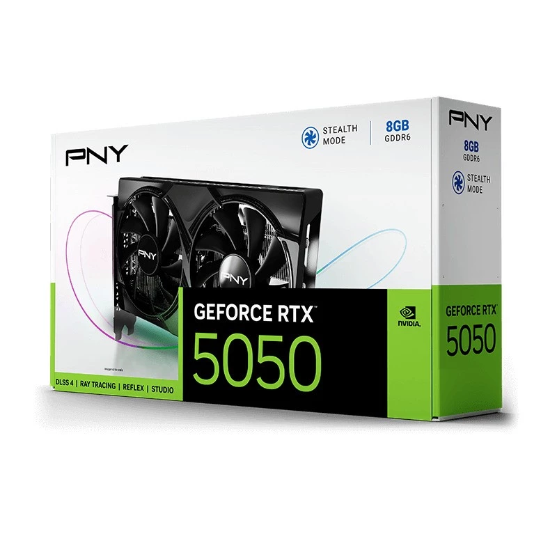 Graafikakaart PNY GeForce RTX 5050 — 8 GB GDDR6, 2317 MHz, 128-bit, PCIe x8 5.0, kahe ventilaatoriga jahutus