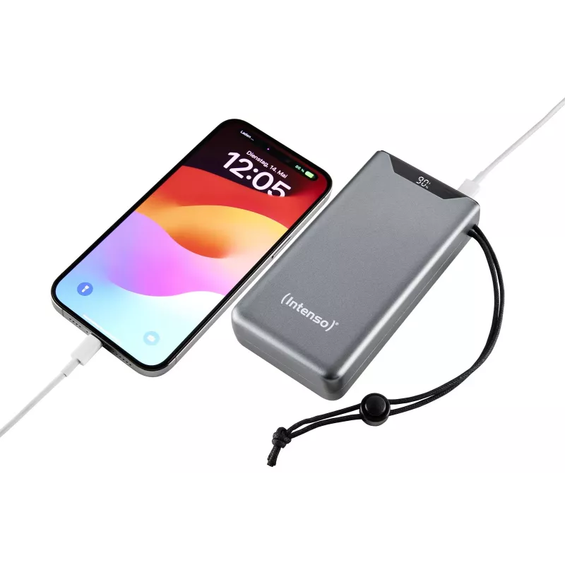 Akupank INTENSO 7332054 — 20000 mAh, PD 3.0 ja QC 3.0, 20 W, USB-A + USB-C, hall