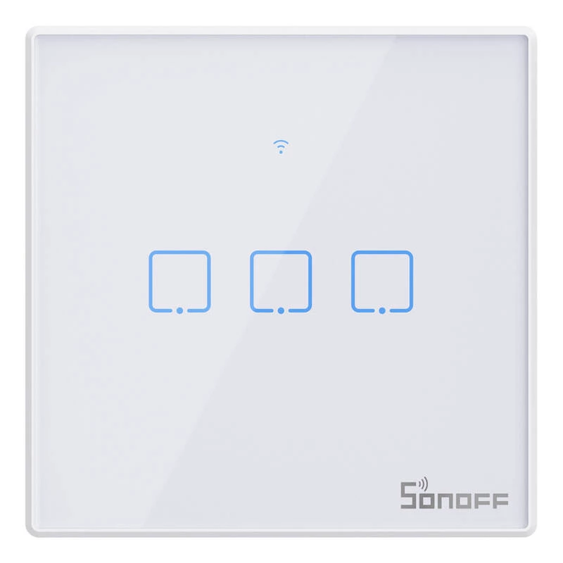 Seinale paigaldatav nutikas lüliti Sonoff T2 EU TX 3-kanaliline Wi‑Fi + RF 433 juhtimine