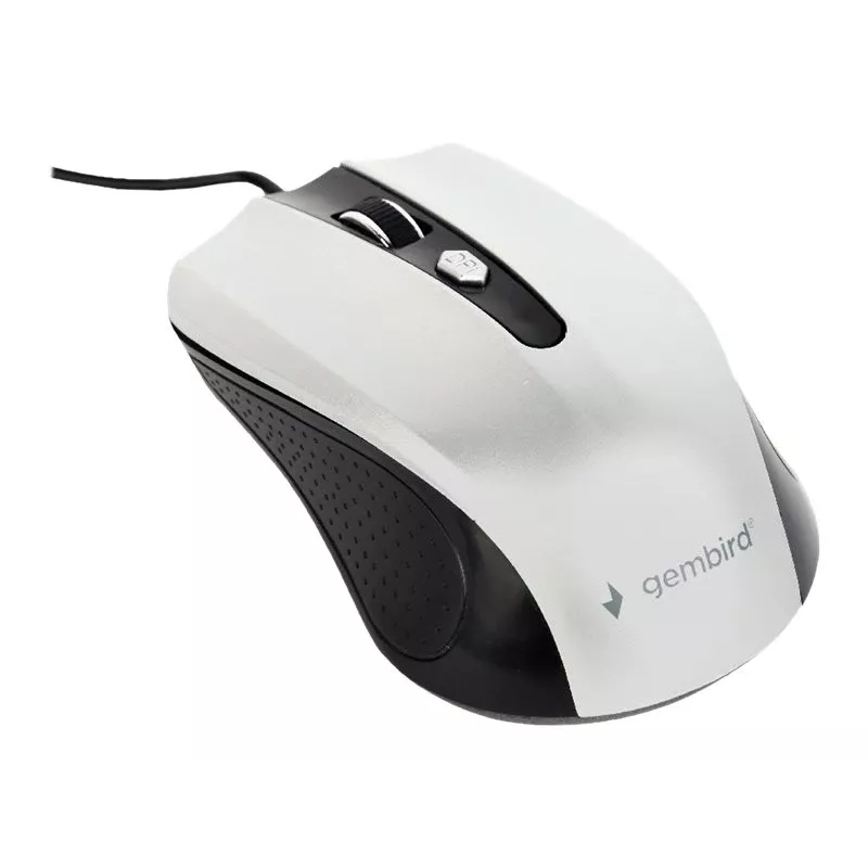 Juhtmega mõlemakäeline optiline hiir GEMBIRD MUS-4B-01-BS, USB Type-A, 1200 DPI, 4 nuppu, must/hõbedane