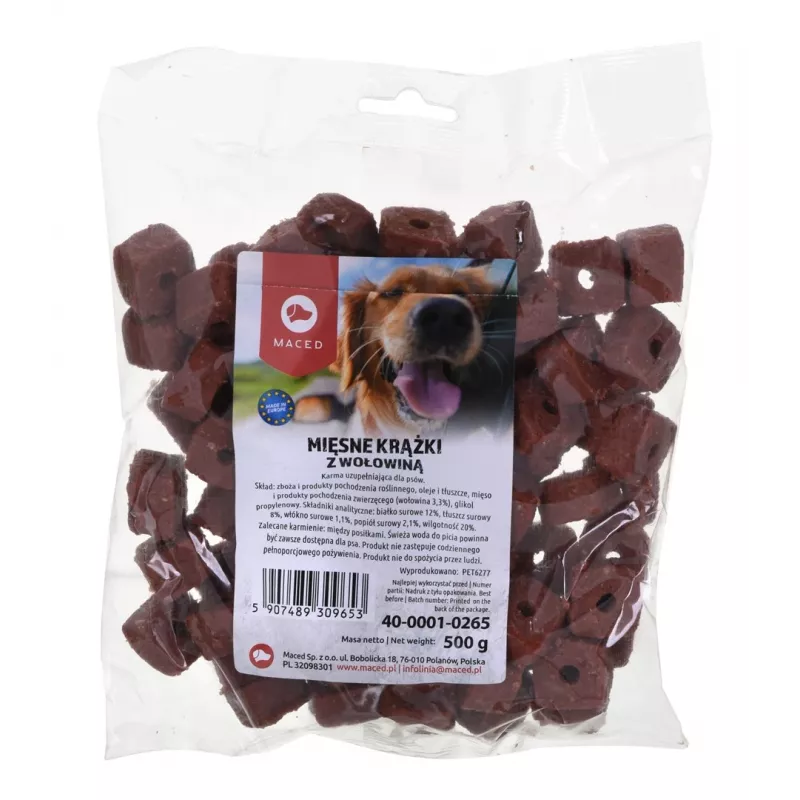 Koerte maius MACED Meat Discs veiselihaga 500 g — lisasuupiste, 12% valku, 8% rasva, 20% niiskust