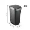 Prügikast Rotho Twist 50 L ristkülikukujuline polüpropüleenist, 50 L, 602×298×401 mm, must