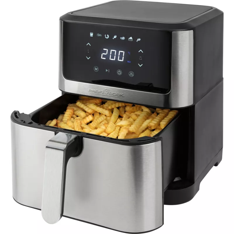ProfiCook PC-FR 1269 H fritüür Single 8 L eraldiseisev 1800 W kuumaõhufritüür must, roostevaba teras