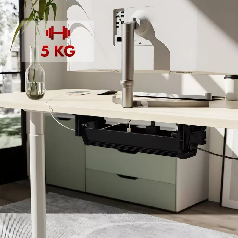 Lauaalune kaablirenn MACLEAN MC-106B — must, ABS, maksimaalne koormus 5 kg