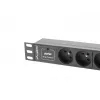 Toitejaotusseade LANBERG PDU-03E-0200-BK — 1U, 3x tüüp E pistikupesa, 220–250 V, 16 A, 2 m kaabel, must