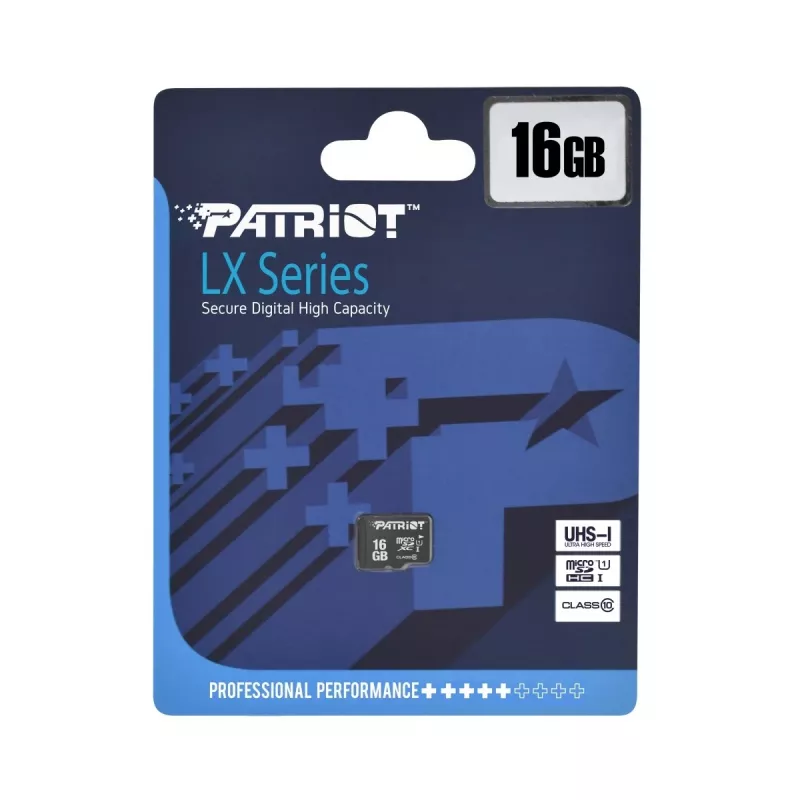 MicroSDHC mälukaart PATRIOT PSF16GMDC10 — 16 GB, Class 10, UHS-I (U1), 80 MB/s, must