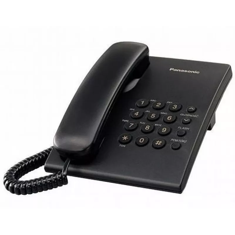 Juhtmega telefon Panasonic KX-TS500 Must helistaja ID ja valjuhääldiga