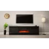 TV-kapp kaminaga Cama Meble GRANERO mudel — 200 x 56,7 x 35 cm, must/must läige, 2 ust, 2 riiulit, lükanduksed, MDF/puitlaastplaat