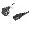 Toitekaabel LANBERG CA-C13C-11CC-0018-BK — 1,8 m, C13 pistik CEE7/7-le, nurga all C13
