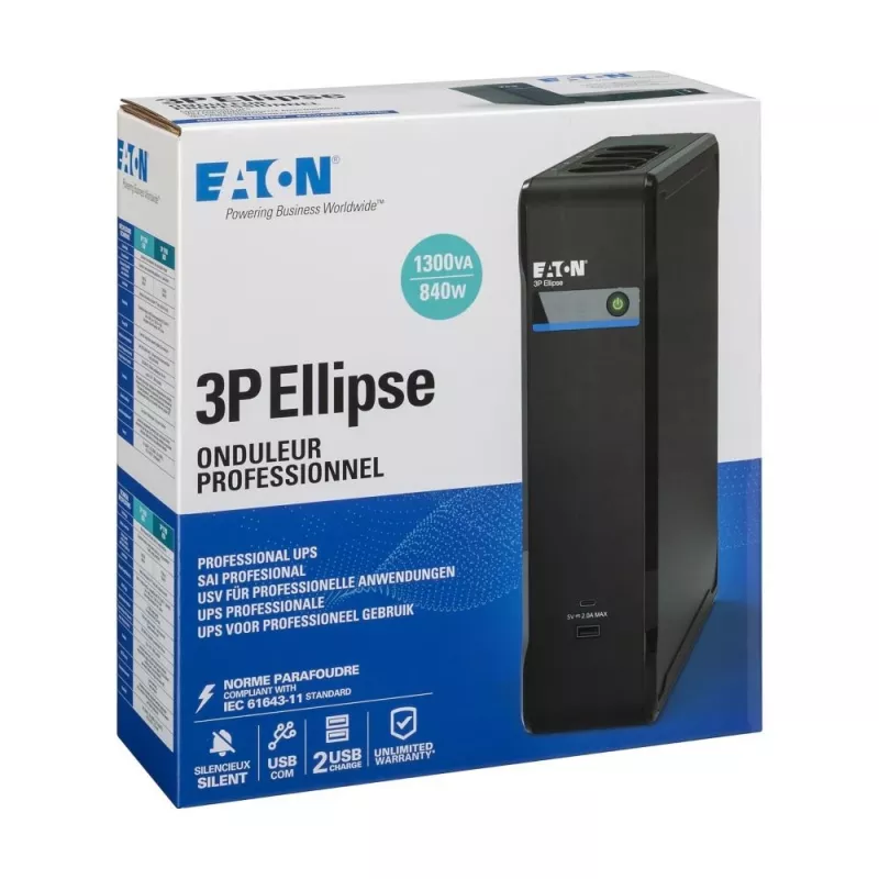 Eaton 3P Ellipse UPS katkematu toiteallikas Standby Offline 1,3 kVA 840 W 8 vahelduvvoolu väljundit