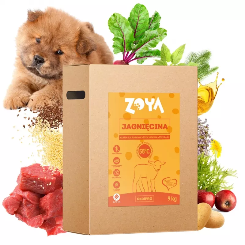 Kuiv koeratoit ZOYA ColdPRO Lamb 9 kg — täiskasvanud koerte hooldusretsept, 26% valku, 9,5% rasva, gluteeni- ja sojavaba
