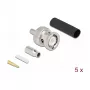 BNC presspistik DELOCK 90013 kaablitele RG-174 / RG-316 termokahaneva ümbrisega, isane BNC, 14,5×23,5×14,5 mm, pakis 5 tk