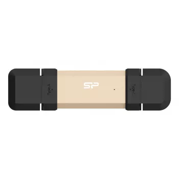 USB-mälupulk Silicon Power DS72 1 TB, USB 3.2 Gen 2, Type-A ja Type-C, alumiinium/kummikork, kuldne