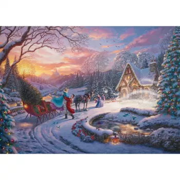 Thomas Kinkade Studios: Disney Dreams Collection - Tuhkatriinu toob jõulupuu koju, pusle 1000 tk