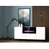 Sahtlitega kapp elektrikaminaga Cama Meble PAFOS, 180x42x82 cm, valge matt, 1400–1600 W, käepidemeteta, 3 ust, 2 riiulit