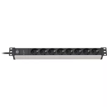 Brennenstuhl 1390007308 - 2 m - 8 vahelduvvoolu väljundit - sisetingimustesse - IP20 - alumiinium - plast - must - hõbedane