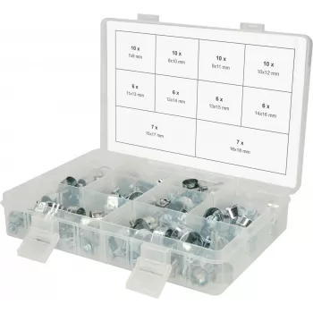 Voolikuklambrite komplekt ks tools 970.0770 — miniklambrid 78-osaline, suurusvahemik 7–18 mm