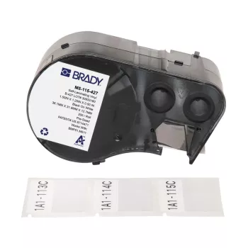 Brady, M5-115-427, iselamineeriv vinüül, must valgele/läbipaistev, 38.10 x 12.70(31.75) mm, püsiv, kaabli läbimõõdule 3.40 - 6.10 mm (200 tk.) (170864)
