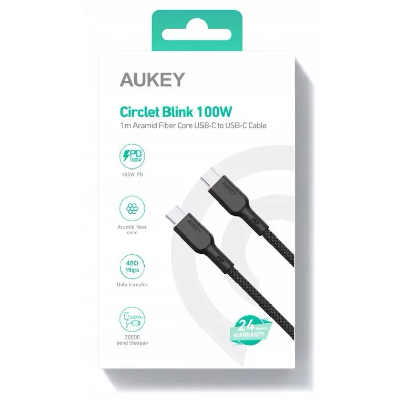 AUKEY CB-KCC101 Nailonkaabel USB C - USB C 1m