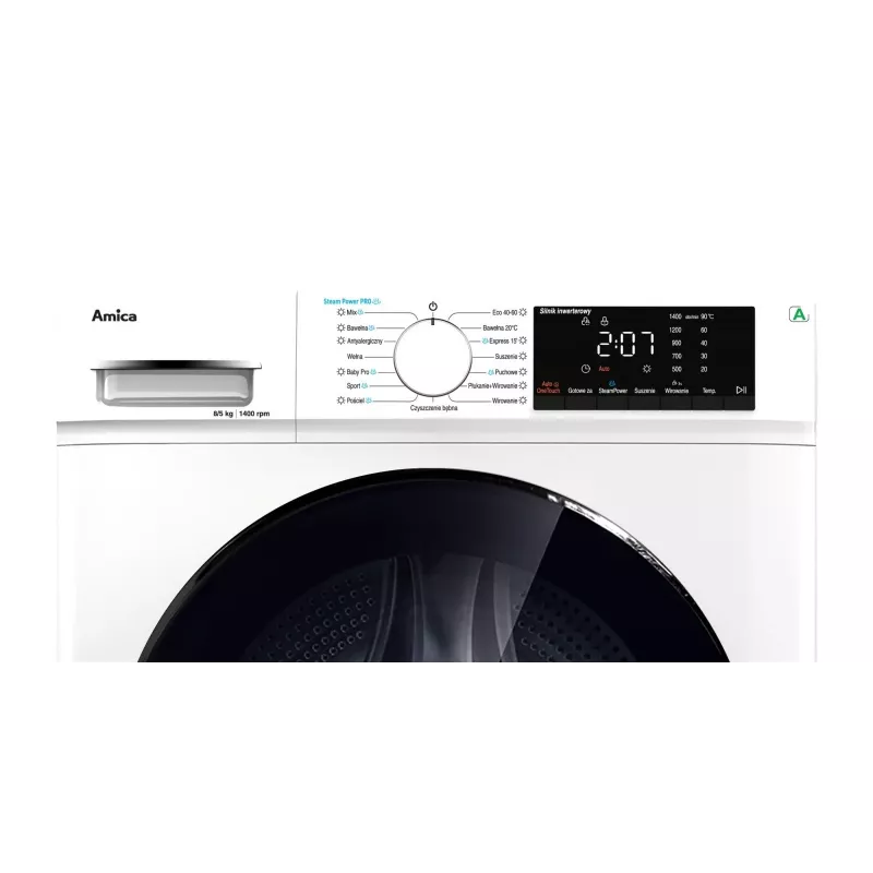 AMICA A1WDS8514DLiStH pesumasin-kuivati, 8 kg pesukogus, 1400 p/min tsentrifuugimiskiirus