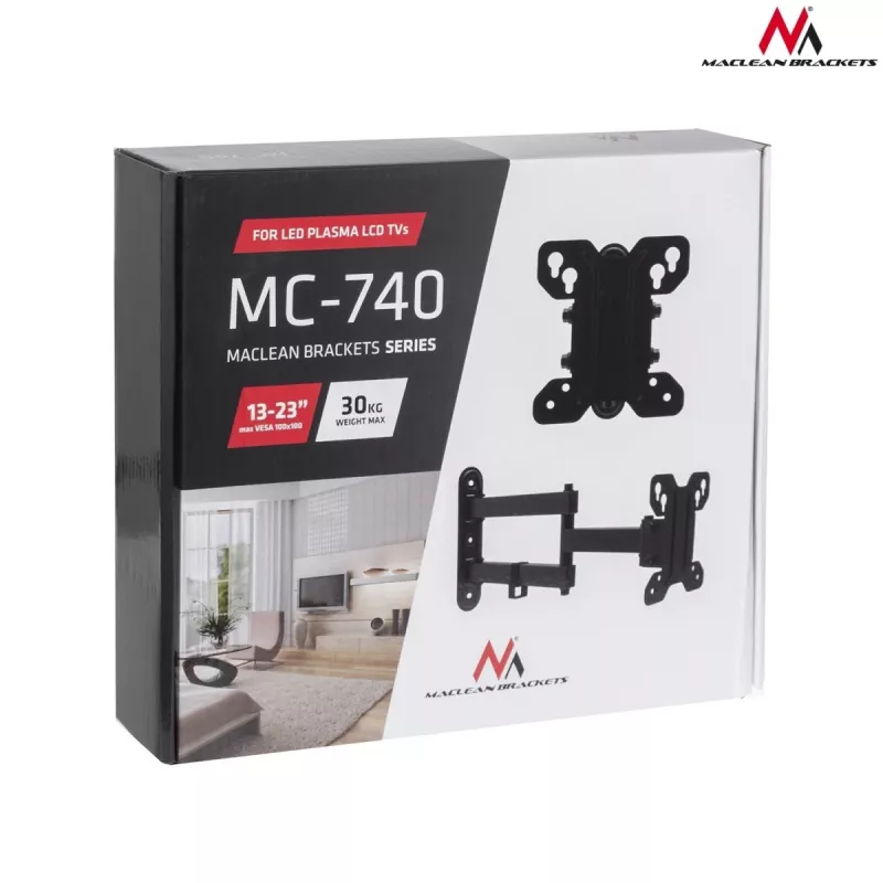 TV seinakinnitus MACLEAN MC-740 13–23-tollistele ekraanidele, VESA kuni 100x100, kandevõime 30 kg