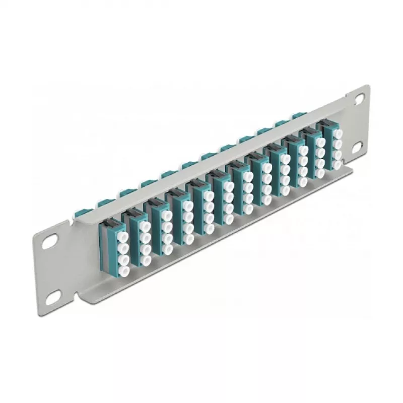 Fiiberoptiline harupaneel DeLOCK 10-tolline 12 porti LC Quad Aqua 1U hall