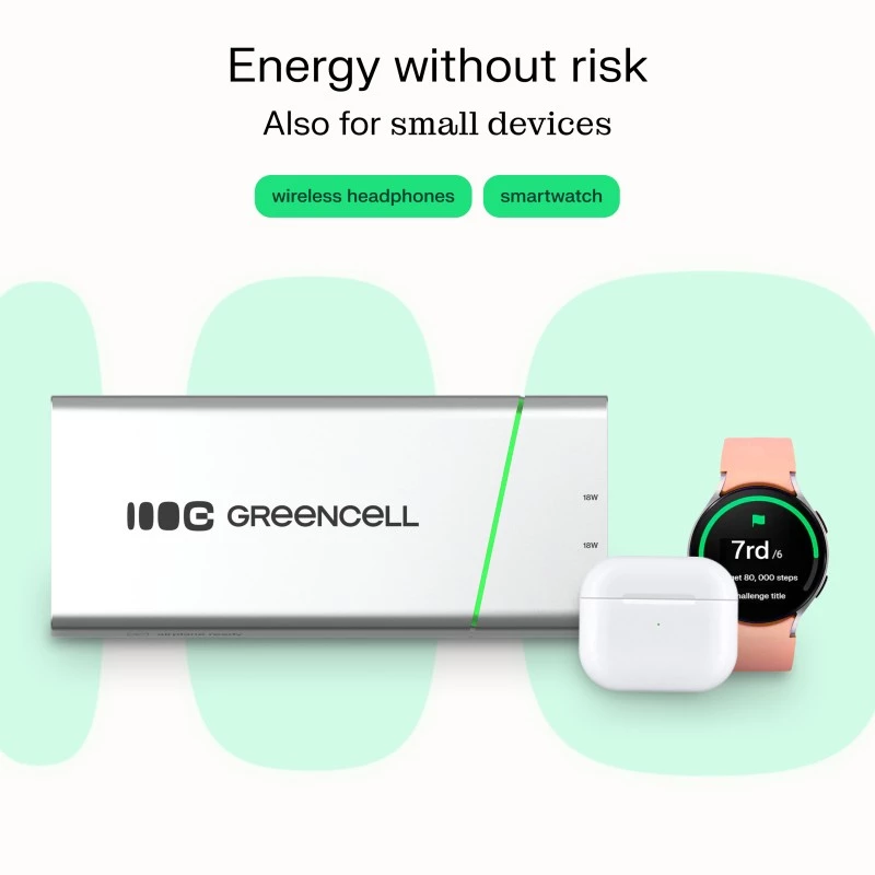 Kaasaskantav aku roheline Cell BPLGC20P 20800 mAh liitiumioon, USB-C PD 65W, 2x USB-C + 1x USB-A, alumiiniumkorpus