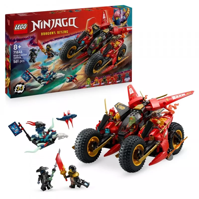 LEGO Ninja Combat Vehicle komplekt 71844 — NINJAGO, 561 tk, 6 minifiguuri, liikuvad osad, 140×240×220 mm