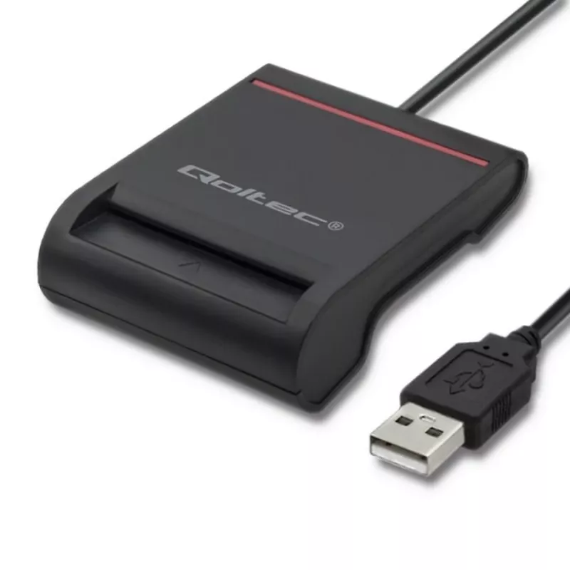 ID-kaardi lugeja QOLTEC Smart chip ID-kaardi skanner — USB, must, 84,5×65×16 mm, 63 g