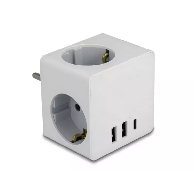 Toitepistiku adapter Type F DeLOCK 11496 2 USB-porti 5V 2.4A 3A