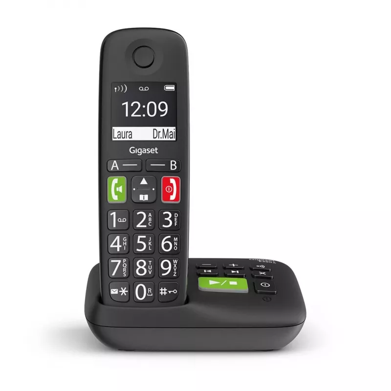 Gigaset E290A analoog-/DECT-telefon helistaja ID-ga must