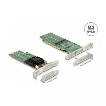 DeLOCK PCI Express x16 kaart neljale sisemisele NVMe M.2 Key M-le – madalprofiil