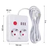 Pistikupesadega pikendusjuhe MACLEAN MCE388 W — 2 pistikupesa, 3×USB, 110–240 V, 2500 W, 3 m kaabel, valge