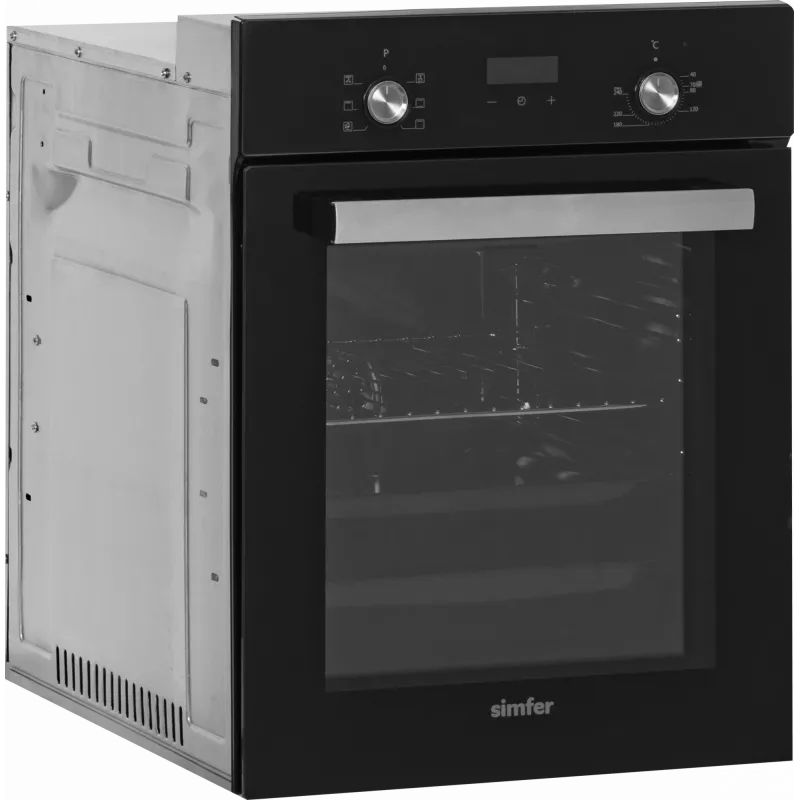 Sisseehitatud ahi SIMFER 4207DERSP.1 — 47 L, multifunktsionaalne, manuaalsed hüpiknupud, must, 59,5×45 cm