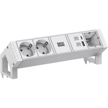 Bachmann DESK2 ALU Valge 937.413 pistikuplokk 2x USB pordiga