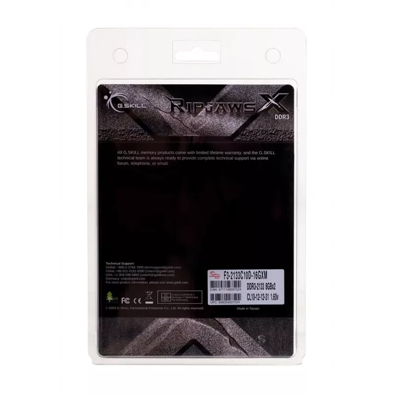 Lauaarvuti DDR3 16GB (2x8GB) 2133MHz G.SKILL RipjawsX 240-pin DIMM, 1,6V, CL12, kahe kanaliga, jahutusradiaator