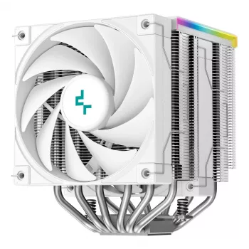 Õhkjahuti DeepCool AK620 Digital SE Valge — kahe 120 mm ventilaatoriga, 6 soojustoru, PWM, LGA 1700 tugi, sisseehitatud ekraan