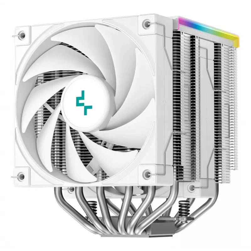 Õhkjahuti DeepCool AK620 Digital SE Valge — kahe 120 mm ventilaatoriga, 6 soojustoru, PWM, LGA 1700 tugi, sisseehitatud ekraan