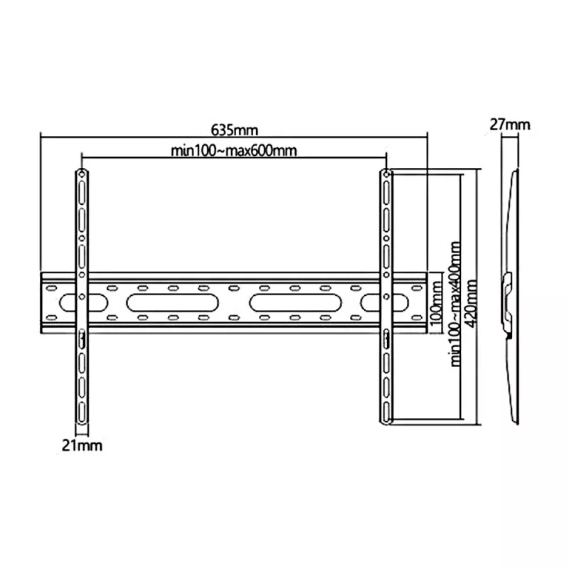 Economy TV mount Maclean, max VESA 600x400, 37-70, 45 kg, Must, MC-939