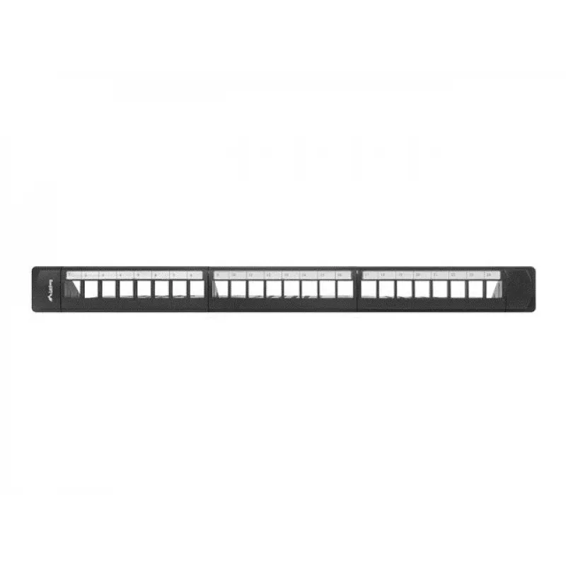 Patch panel 1U LANBERG PPKS-1124-B, 24 porti, 1U, ABS, must, 482.6×44.5×154 mm