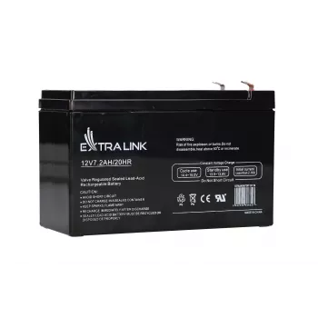 UPS-i aku Extralink AGM 12 V 7,2 Ah (7 Ah) suletud pliiaku VRLA, hooldusvaba, must