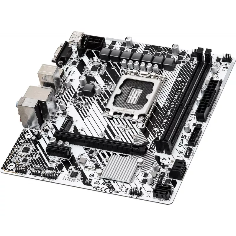 Emaplaat ASRock H610M-HDV/M.2+ D5 — Intel H610, LGA 1700, microATX, 2× DDR5 DIMM, M.2, HDMI 2.1, DP 1.4