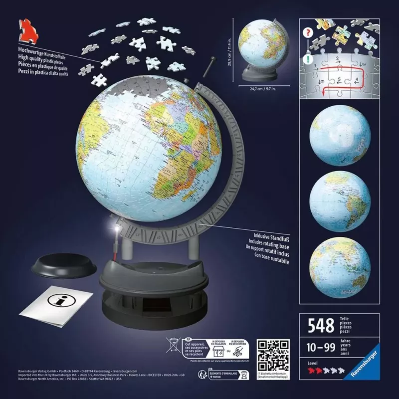 Ravensburger 3D pusle gloobus valgustusega