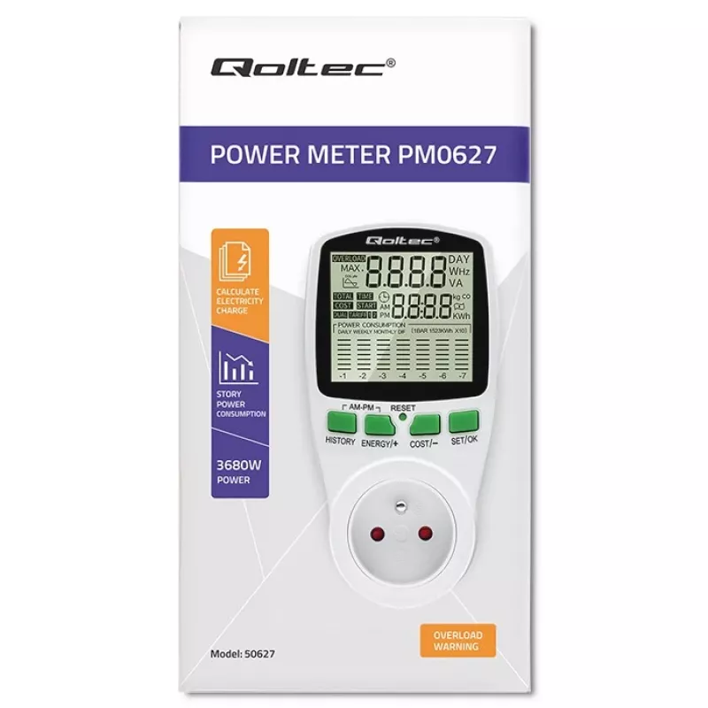Võimsusmõõtur QOLTEC PM0627 3680W ajalooga — QOLTEC PM0627 3680W