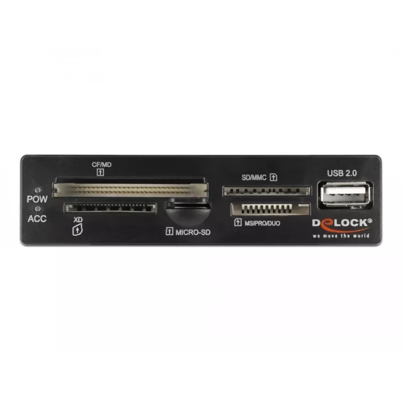 DeLOCK 91708 kaardilugeja USB 2.0 sisemine must hall CF SD MicroSD