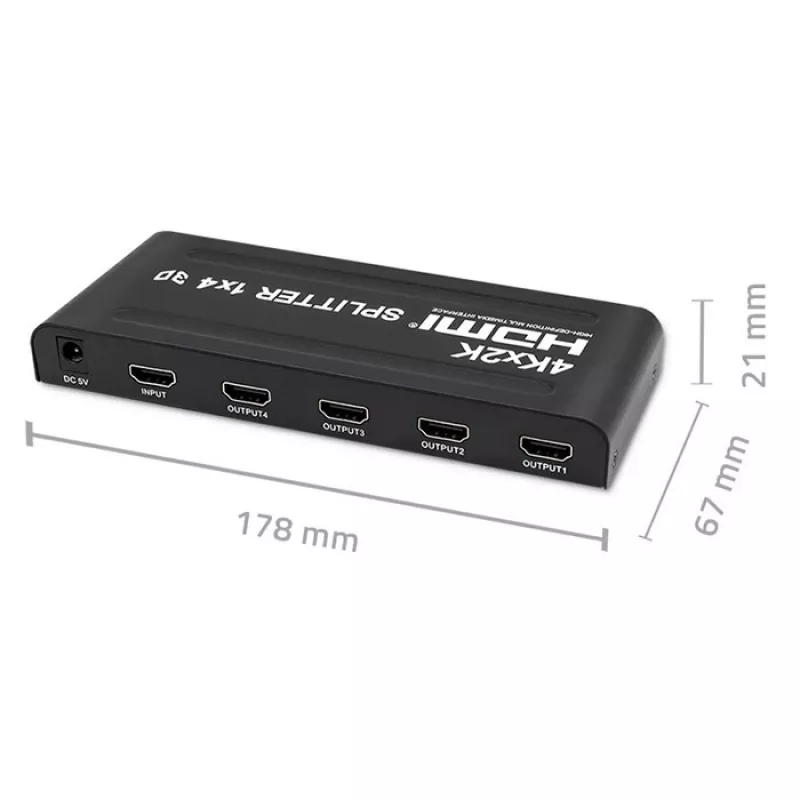 Qoltec 51798 aktiivne HDMI-jaotur 4 x HDMI 4K x 2K | 3.4Gb/s